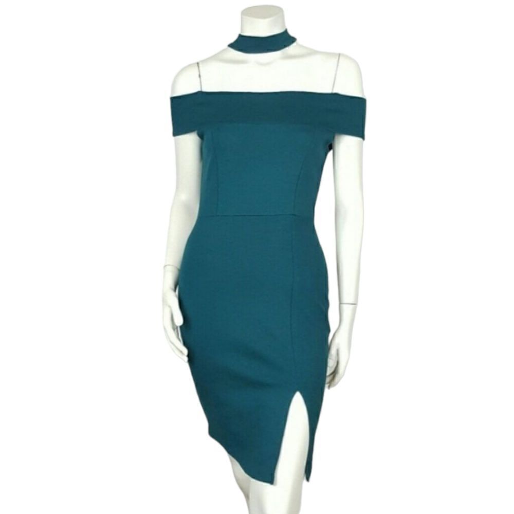 SHOCKER NECK OFF SHOULDER WOMEN'S DRESS COLOR GREEN‎